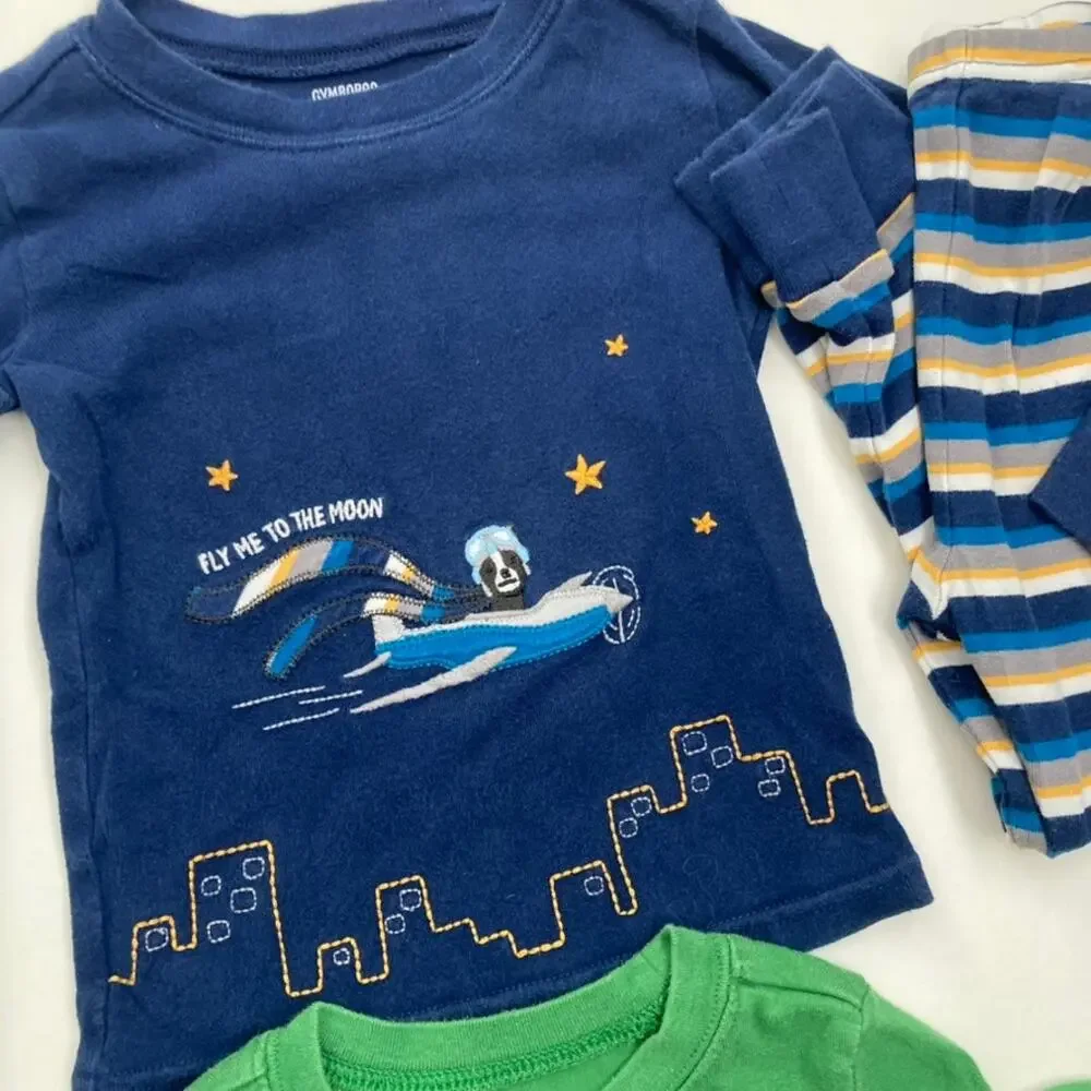 Gymboree Bundle of Pajamas - Gymmies - Green, Blue - 3